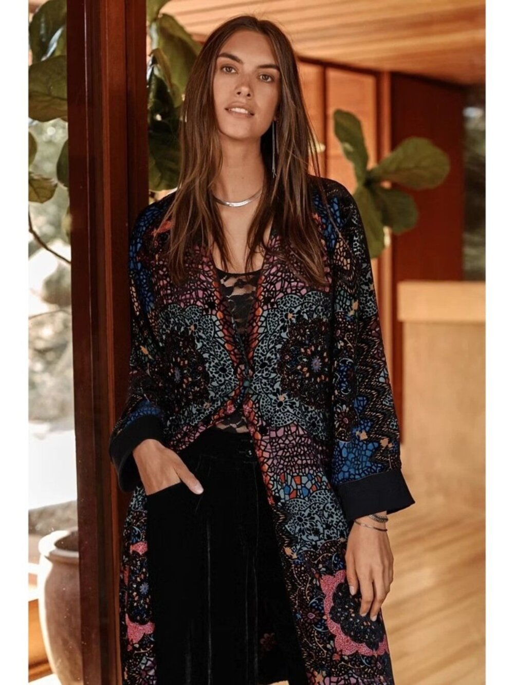 Johnny Was LG Harmony Burnout Reversible Kimono Boho